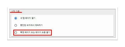 크롬 시작페이지 설정