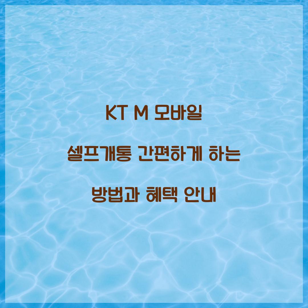 KT M 모바일 셀프개통