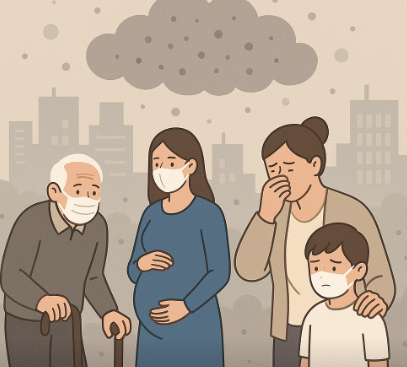 초미세먼지 경고 기준 시각 자료