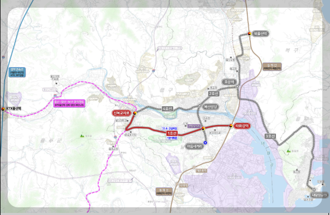 울산 도시철도 1호선 노선도