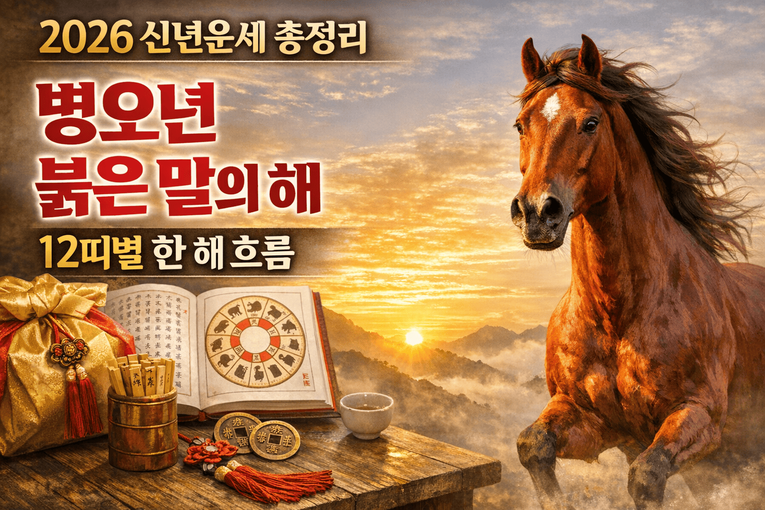 2026 신년운세 총정리: 병오년 붉은 말의 해, 12띠별 한 해 흐름