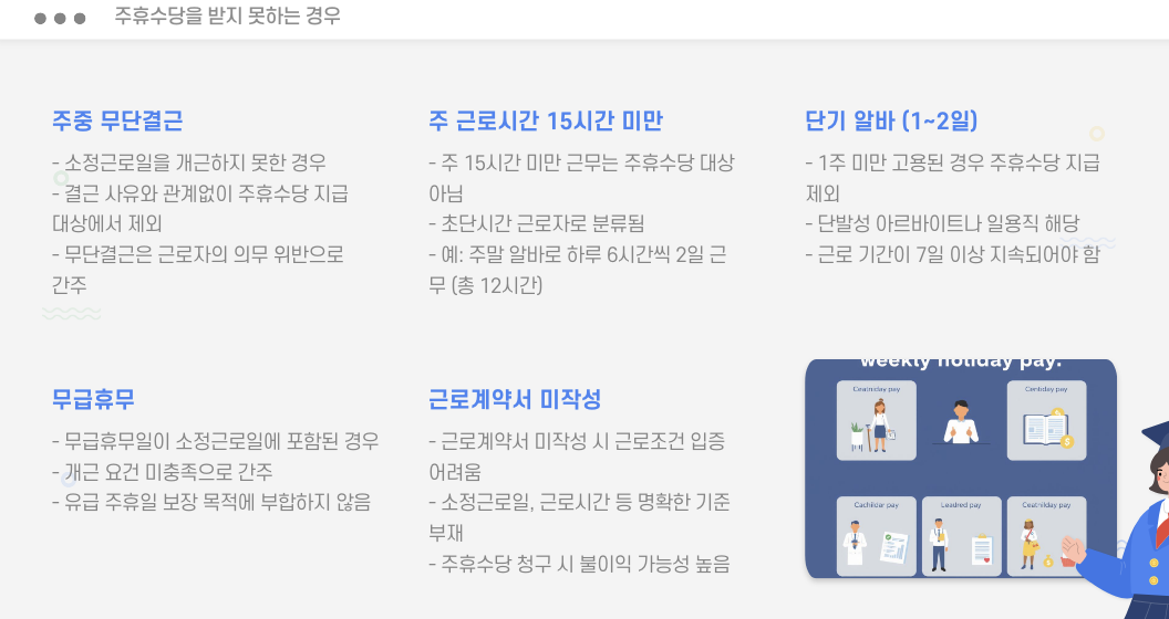 주휴수당을 받지 못하는 경우