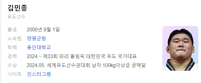 김민종 선수 프로필