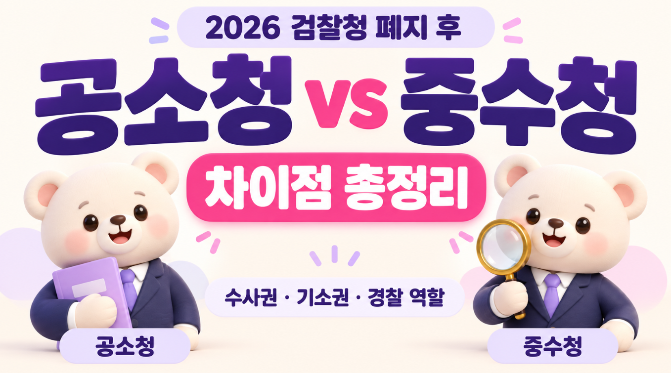 공소청 중수청 차이점 총정리｜2026년 검찰청 폐지 후 수사권&middot;기소권&middot;경찰 역할 어떻게 달라지나?