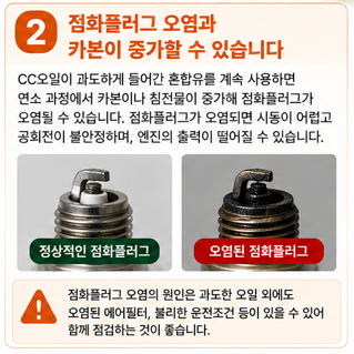 점화플러그 오염과 카본이 증가할 수 있습니다