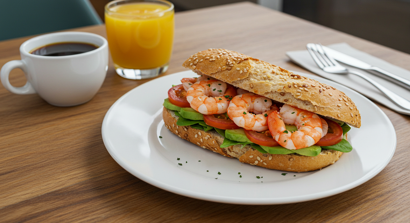 나만의 완벽 브런치 :새우 아카보드 오픈 샌드위치