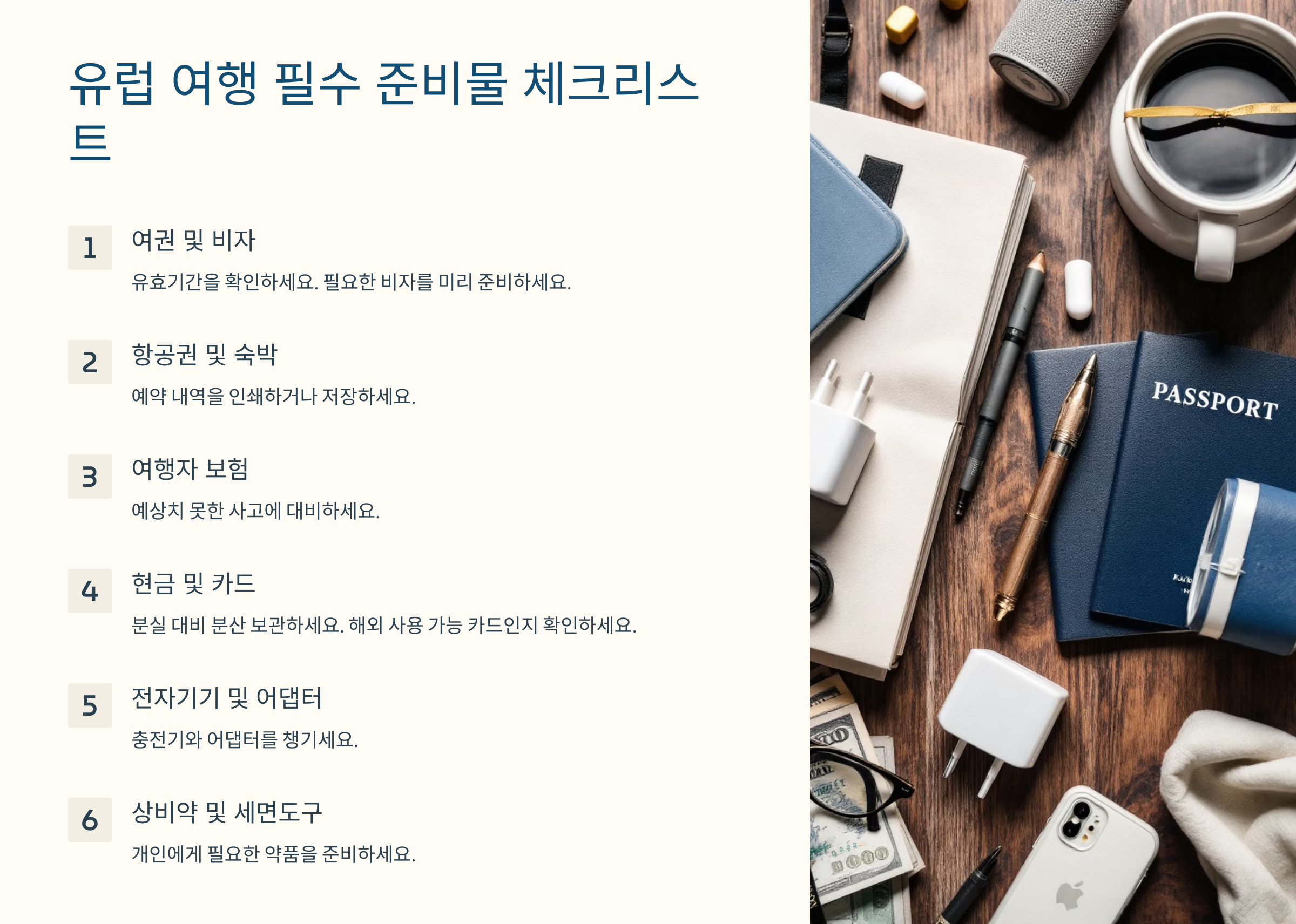 유럽 여행 필수 준비물 체크리스트