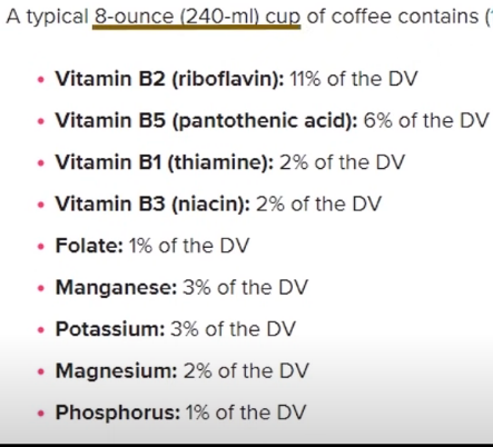 커피 영양성분 미네랄