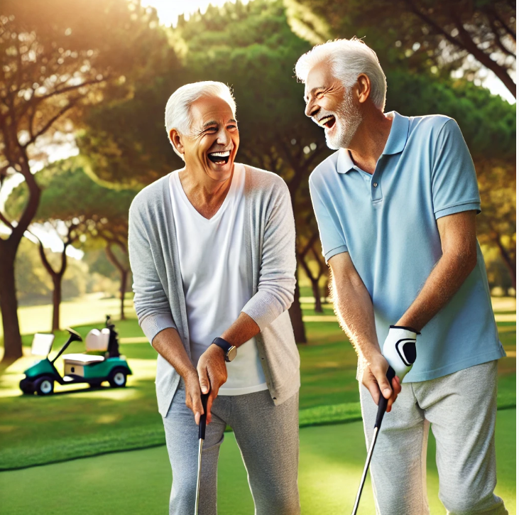 골프치는 행복한 친구들