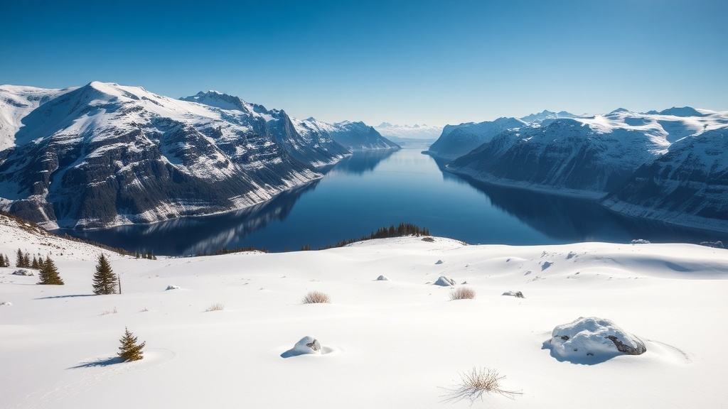 북유럽의 잔잔한 피요르드 라흐마니노프 피아노 협주곡 2번 2악장의 이미지 AI생성