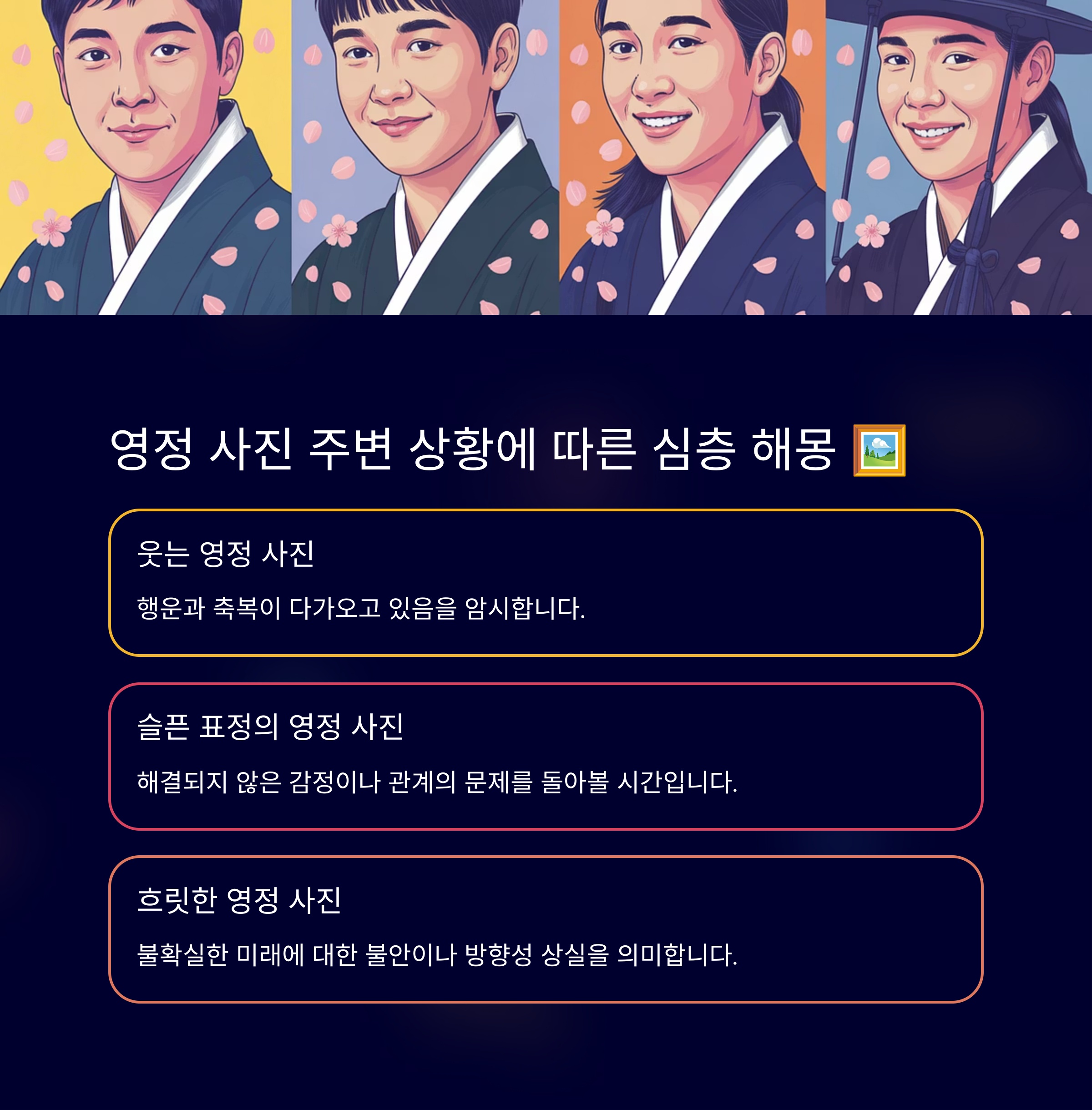 영정 사진 주변 상황에 따른 심층 해몽 🖼️