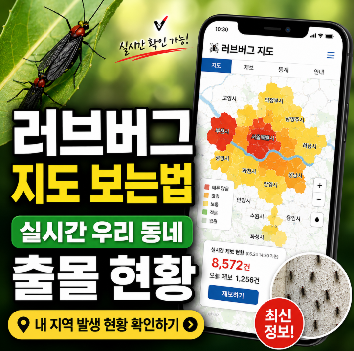 러브버그 지도 보는법, 실시간 우리 동네 출몰 현황 확인하기
