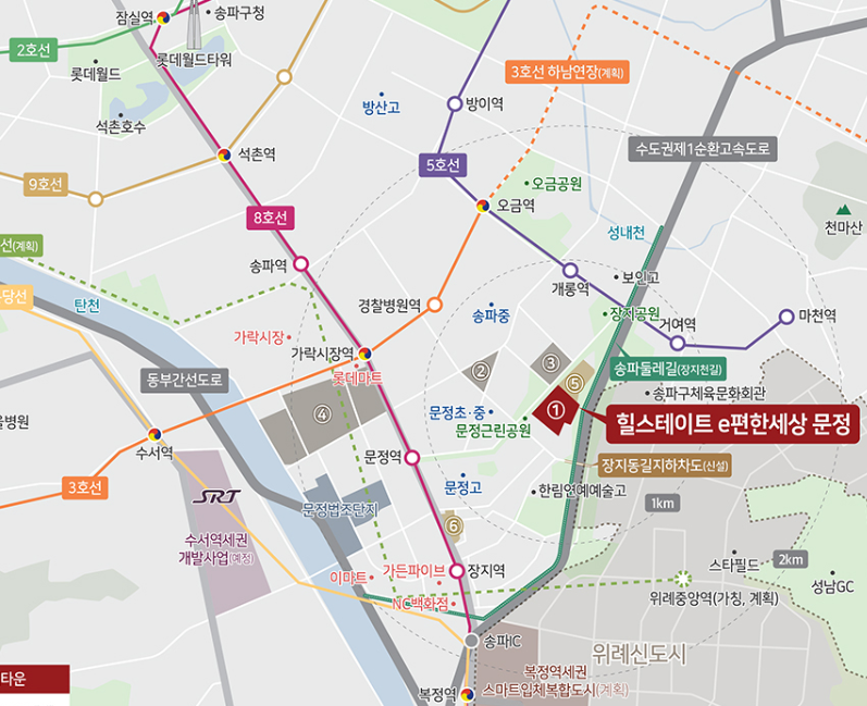 힐스테이트-e편한세상-문정-입지도