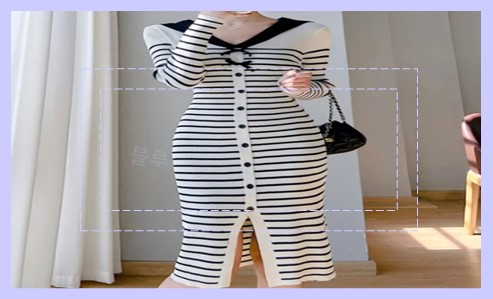 스트라이프 니트 원피스