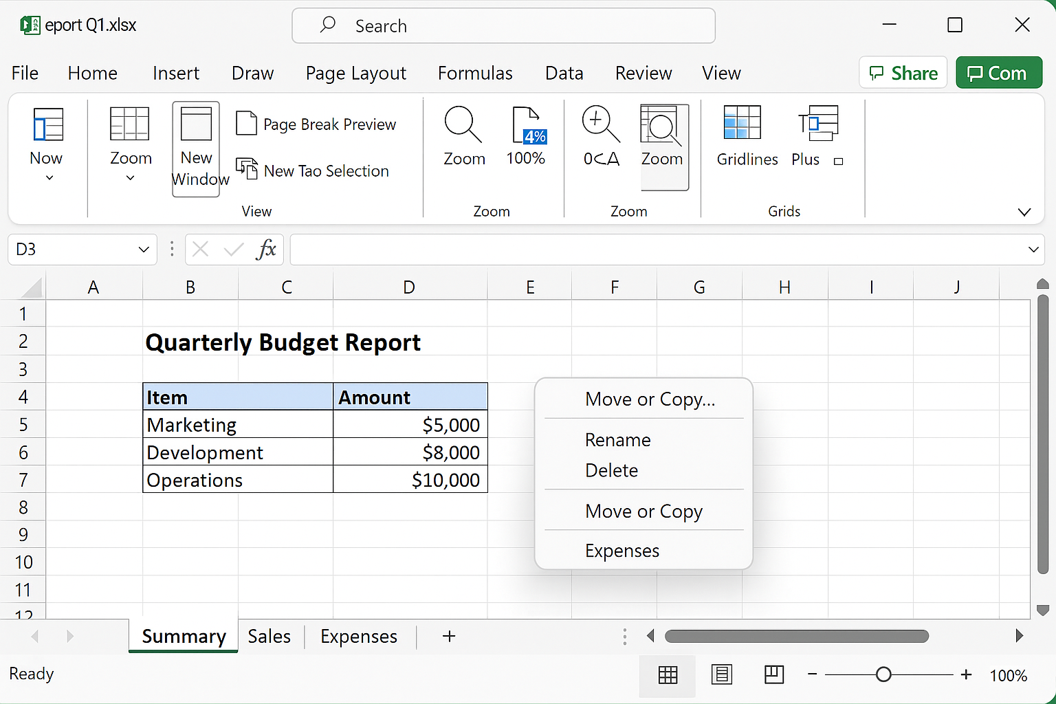 시트 이동과 복제 방법 관련 사진