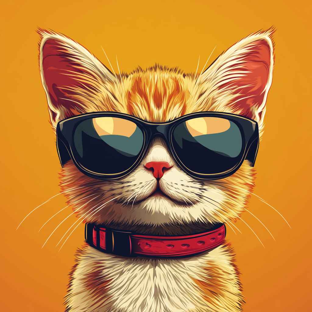 Simple logo of a cute cat wearing sunglasses. --s 500