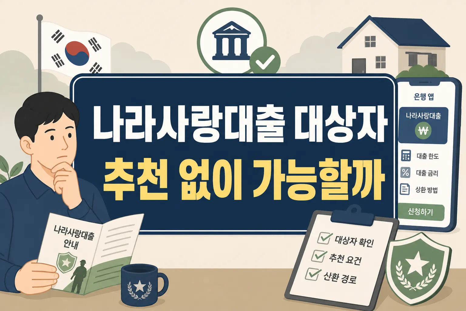 국가유공자 나라사랑대출 대상자와 추천 필요 여부를 확인하기 전 전체 신청 기준을 이해하도록 보여주는 썸네일 이미지