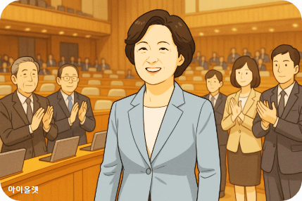국회 법사위원장에 선출된 추미애 (가상으로 AI가 재현)