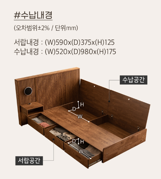 잉글랜더 그라치아 템바보드 원목 호텔 트윈 수납 침대프레임 SS+SS+협탁1EA