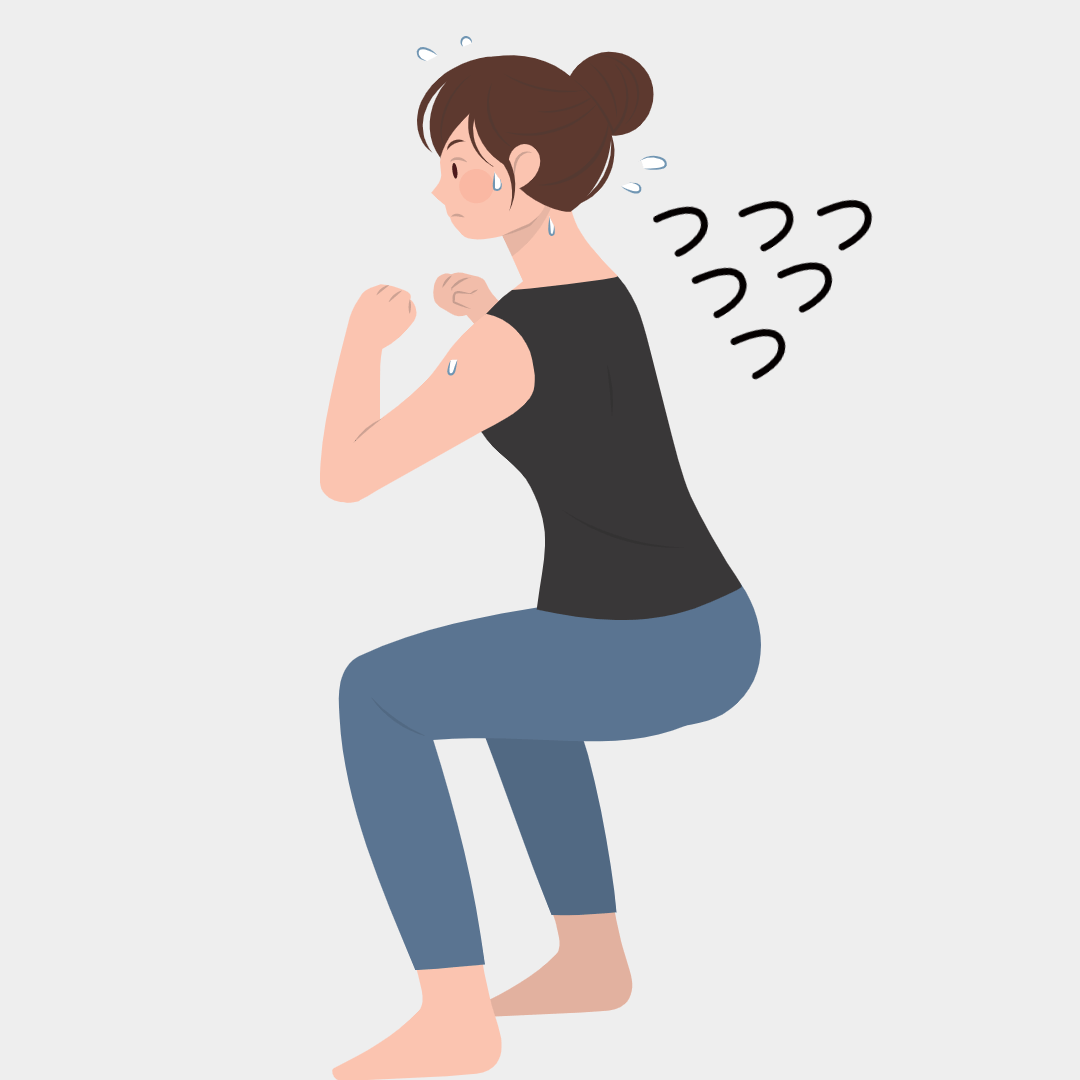 요가로 땀을 흘리는 여성의 사진