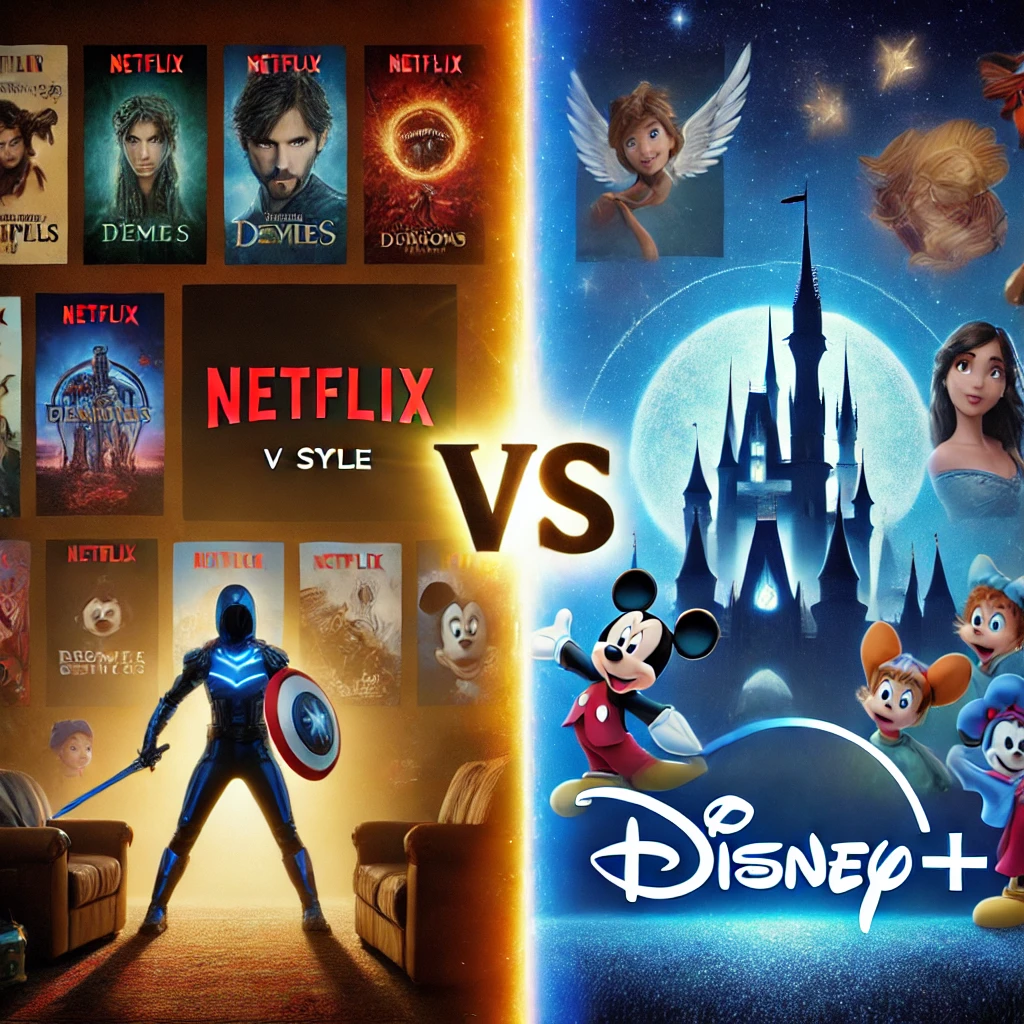 넷플릭스와 디즈니플러스의 대결을 나타내는 그림