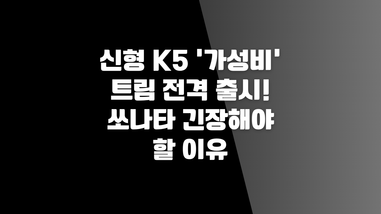 신형 K5 '가성비' 트림 전격 출시! 쏘나타 긴장해야 할 이유
