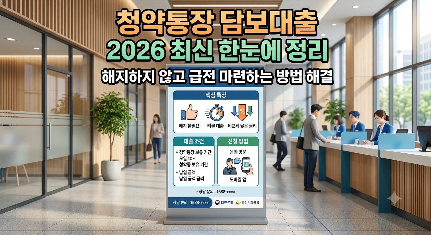 청약통장 담보대출 2026 최신 한눈에 정리, 해지하지 않고 급전 마련하는 방법 해결