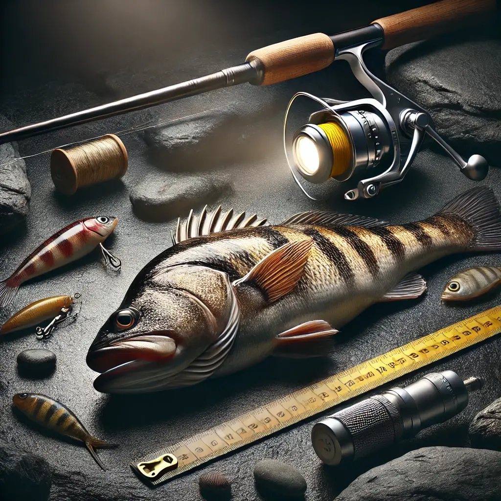 밤낚시 후 바닷가에서 잡은 볼락과 낚시 장비