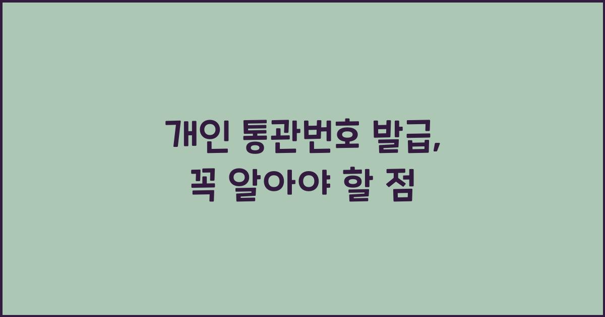개인 통관번호 발급