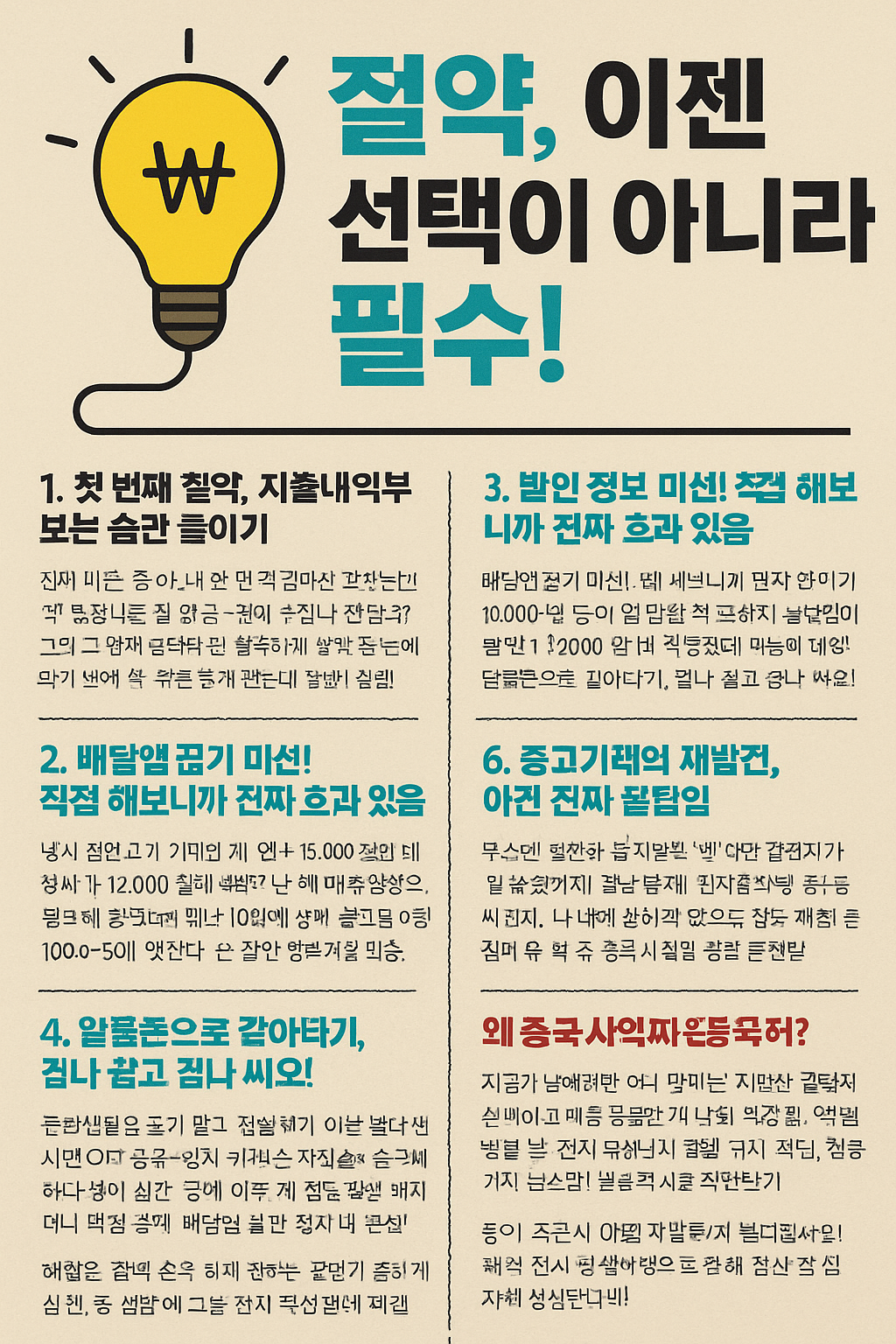 절약, 이젠 선택이 아니라 필수!