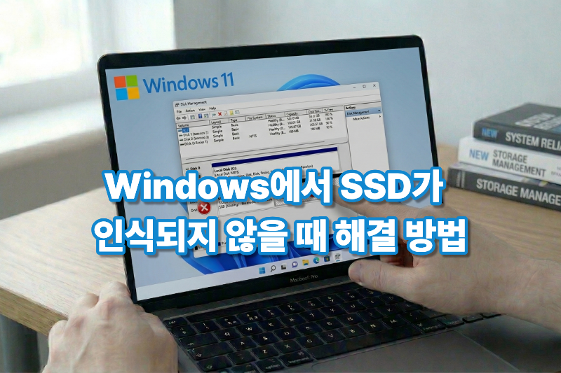 Windows에서 SSD가 인식되지 않는 오류 화면