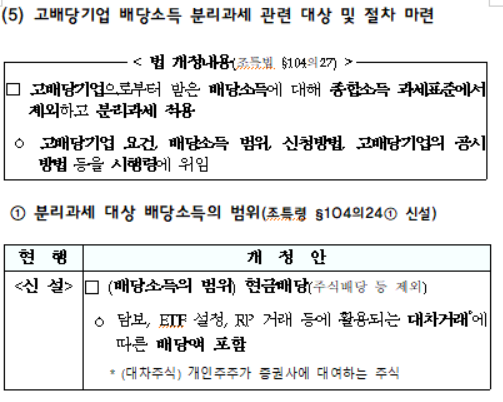분리과세 대상 배당소득의 범위