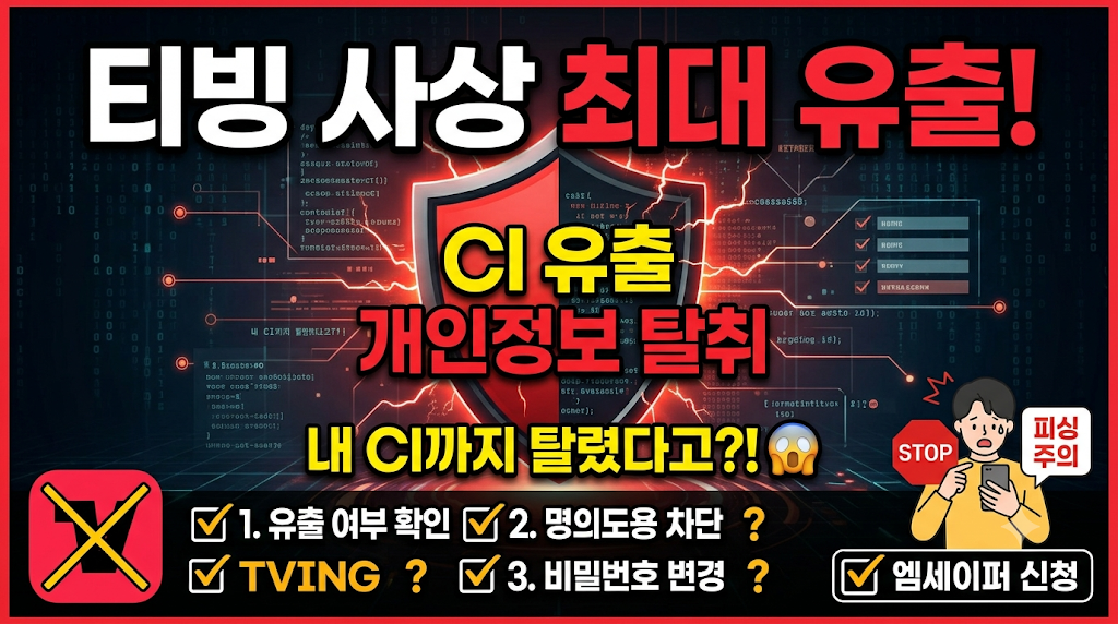 티빙 사상 최대 유출 CI유출 개인정보 탈취