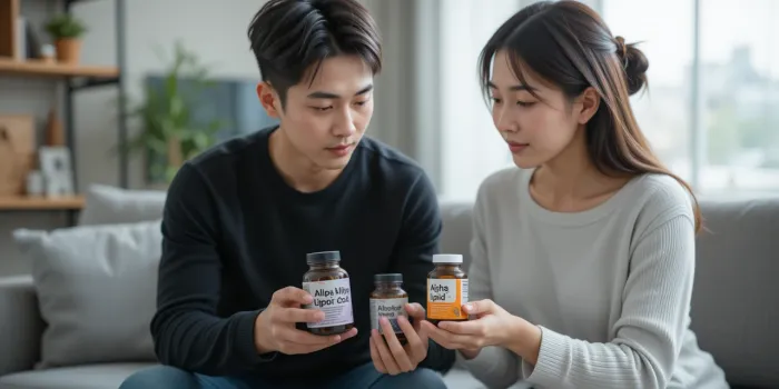 알파리포산 비교 중인 커플