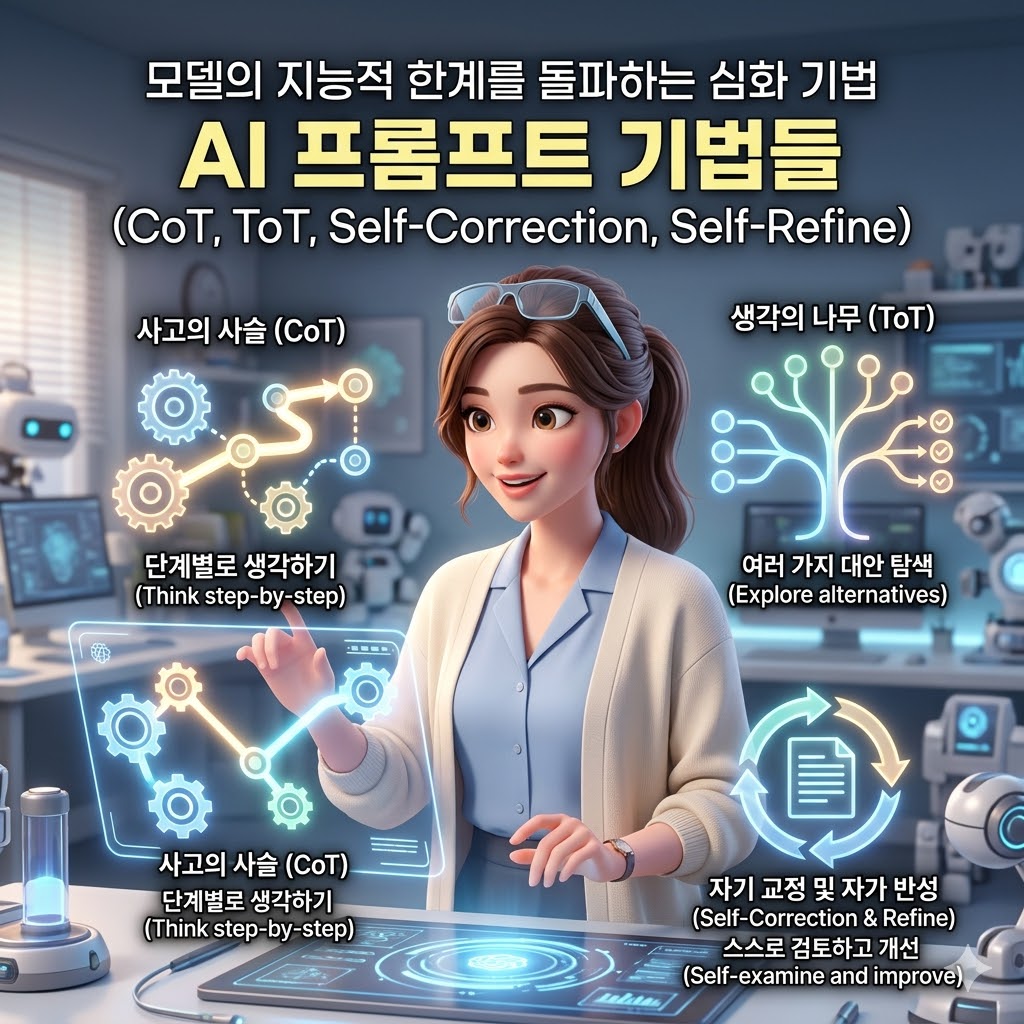 AI 프롬프트 기법들 (CoT, ToT, Self-Correction, Self-Refine)