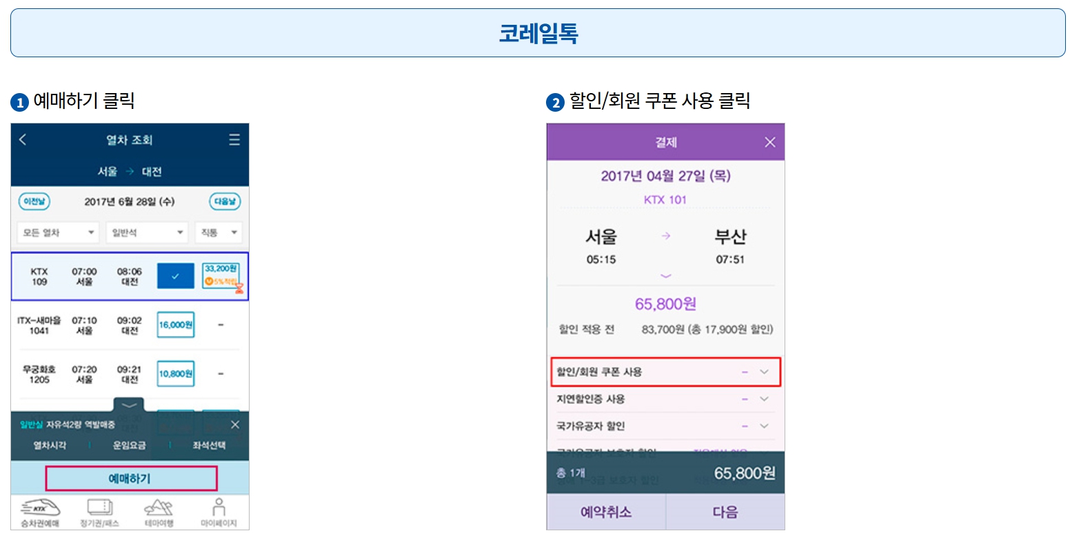 ktx 경로우대할인 주말 평일 받는 방법