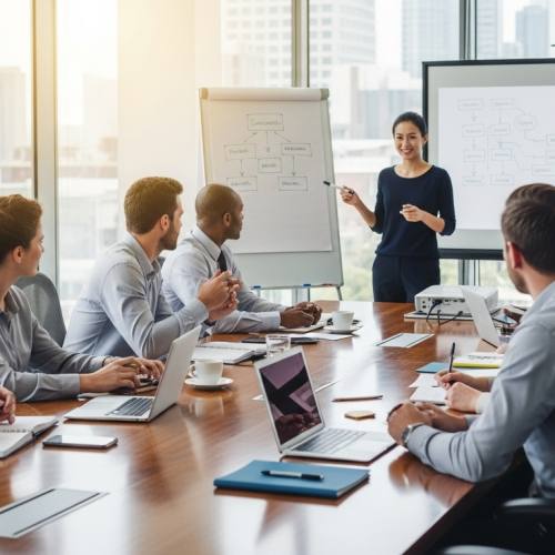 회의하는 사진으로 거버넌스를 예시하는 사진