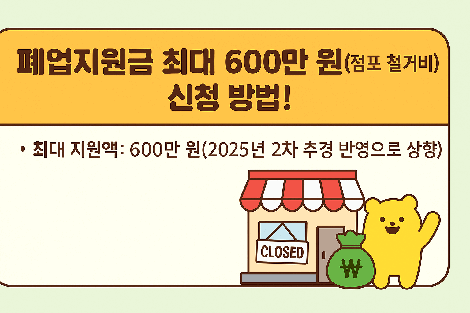 폐업지원금 최대 600만 원