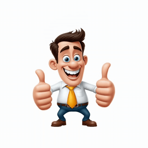 엄지 손가락을 들고 있는 남자 캐릭터