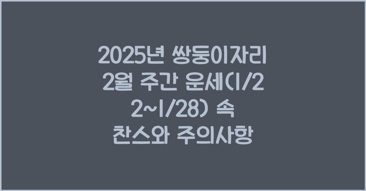 2025년 쌍둥이자리 2월 주간 운세(1/22~1/28)