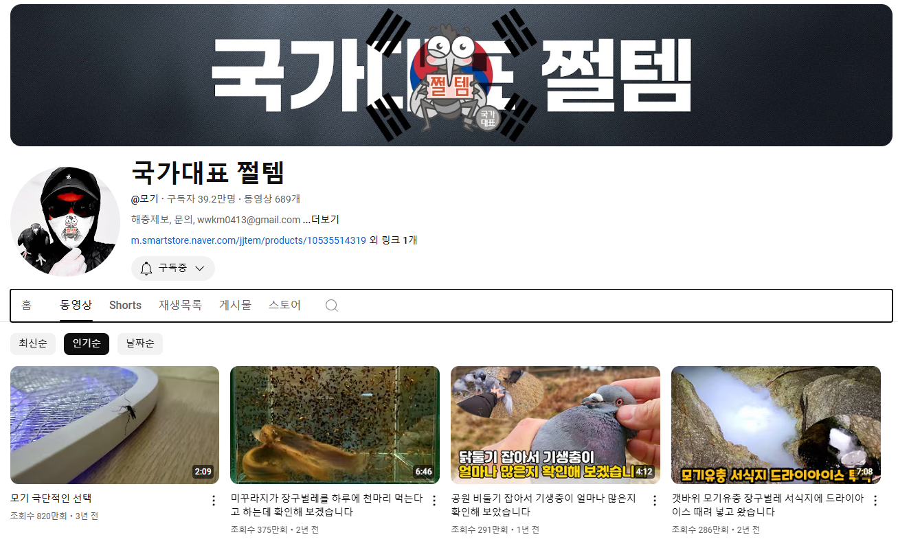 국가대표쩔템 유튜버 채널