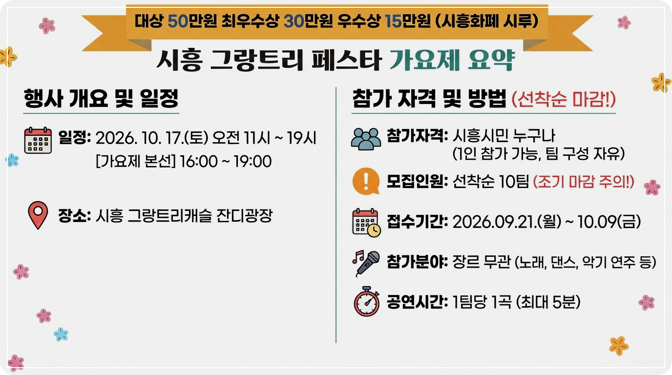 시흥 그랑트리 페스타 가요제_일정_참가신청방법