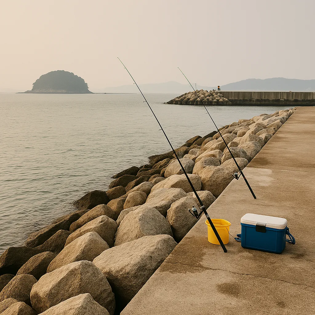 강화도 아침 해변에서 펼쳐진 바다낚시 풍경