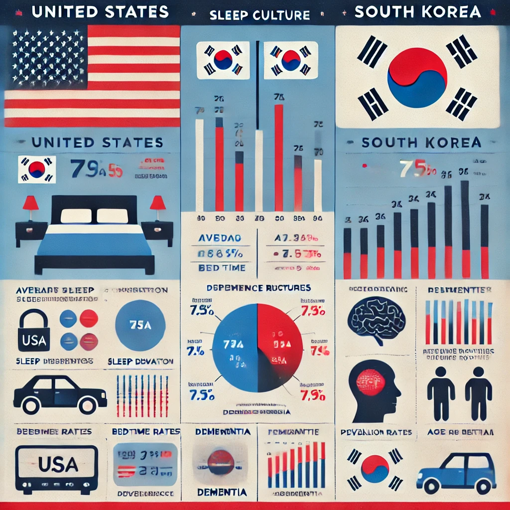 한국과 미국의 수면인식 문화 치매 통계 내용