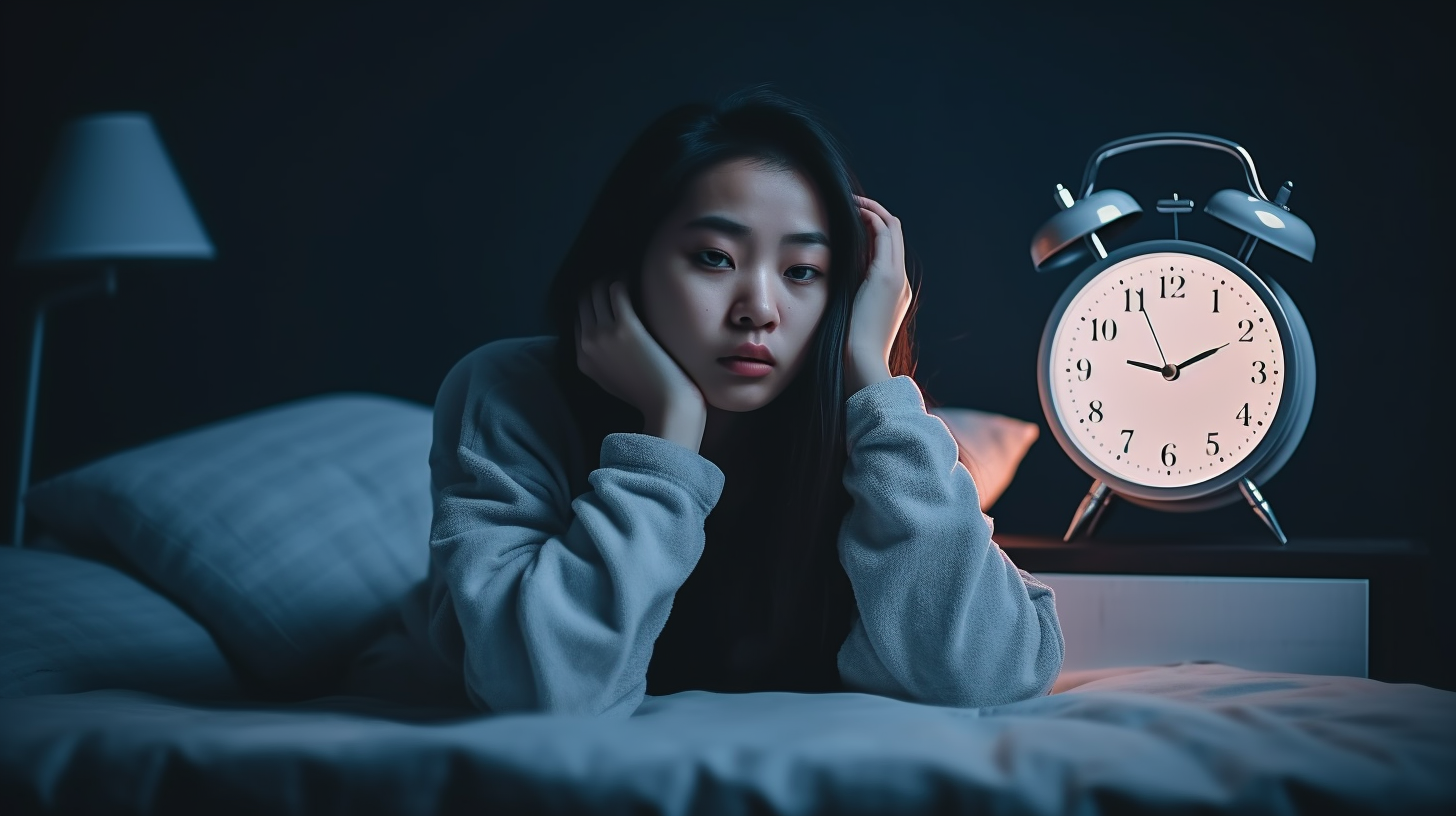 불면증에 시달리며 고통스러워하는 여성
