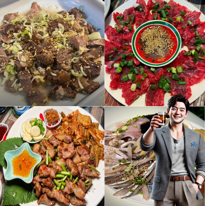 스지수육,-육사시미,-모듬해산물-등-이모카세-요리들