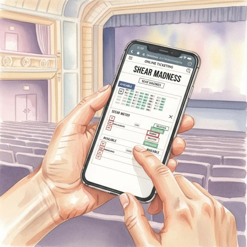 스마트폰으로 연극 티켓을 예매하는 모습