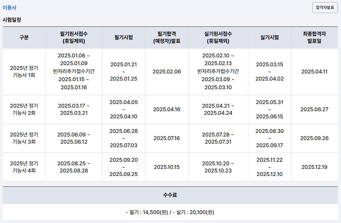 2025년 이용사 시험일정