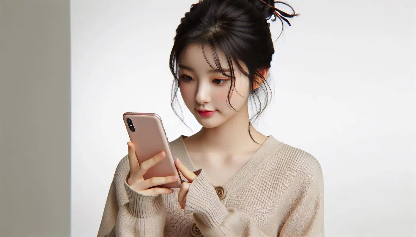 병원-모바일신분증-어플을-알아보는-여성의-모습