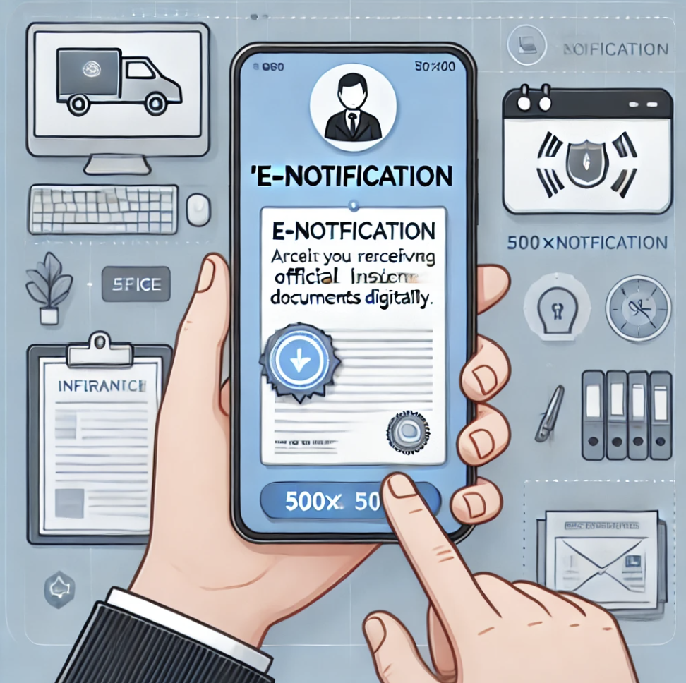 스마트폰에 전자고지 알림 메시지 확인하는 장면